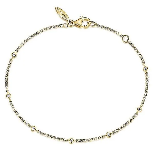 Gabriel & Co. 14 Karat Yellow Gold Diamond Stations Chain...