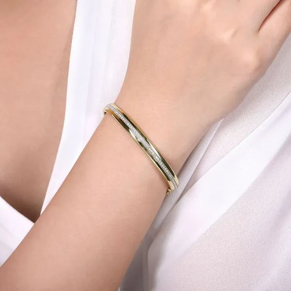 Gabriel & Co.14K YG Diamond Inner Channel Polished Bangle