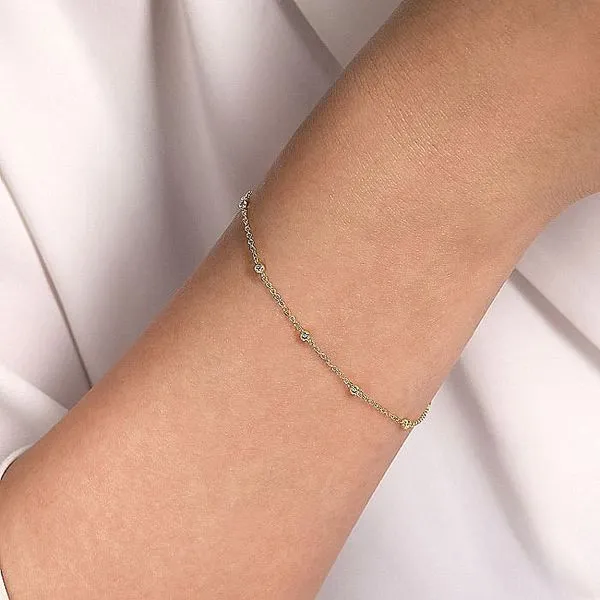 Gabriel & Co. 14 Karat Yellow Gold Diamond Stations Chain Bracelet Image 3 Saxons Fine Jewelers Bend, OR