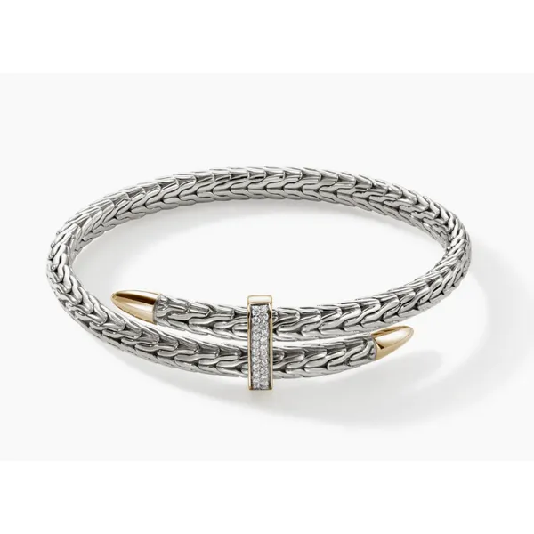 John Hardy 14K YG/ Silver Diamond Pave Bypass Flex Cufff Saxons Fine Jewelers Bend, OR
