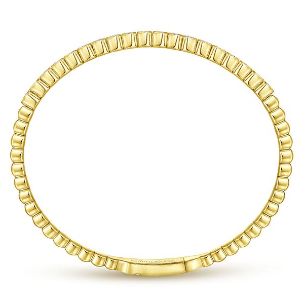 Gabriel & Co. 14 Karat Yellow Gold Diamond Bezel Milgrain Demure Bangle Image 3 Saxons Fine Jewelers Bend, OR