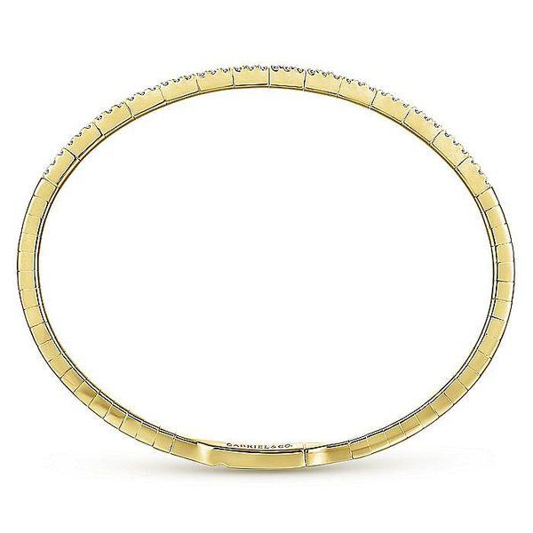 Gabriel & Co. 14 Karat Yellow Gold Diamond Two Row Bangle Image 3 Saxons Fine Jewelers Bend, OR