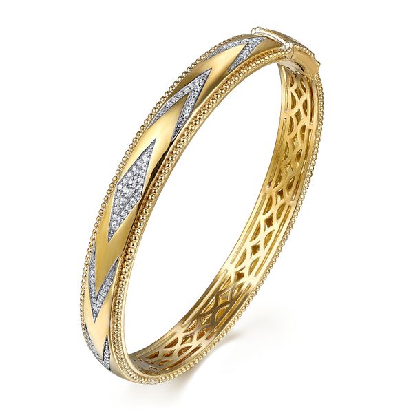 Gabriel & Co.14K YG Bujukan Diamond Chevron Pattern Bangle Image 2 Saxons Fine Jewelers Bend, OR