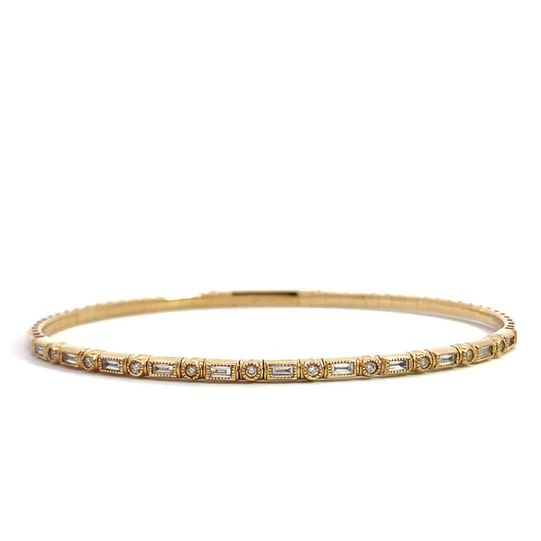 Yellow Gold and Diamond Wire Bracelet Saxons Fine Jewelers Bend, OR
