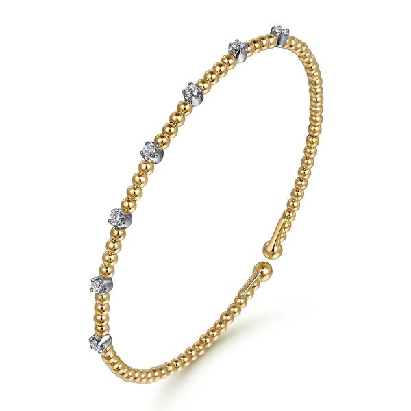 Gabriel & Co.14K YG/WG Diamond Bujukan Station Bangle Image 2 Saxons Fine Jewelers Bend, OR