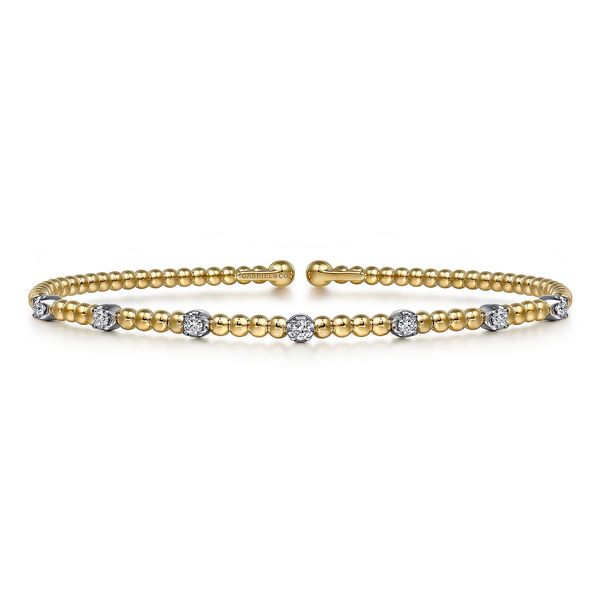 Gabriel & Co.14K YG/WG Diamond Bujukan Station Bangle Saxons Fine Jewelers Bend, OR