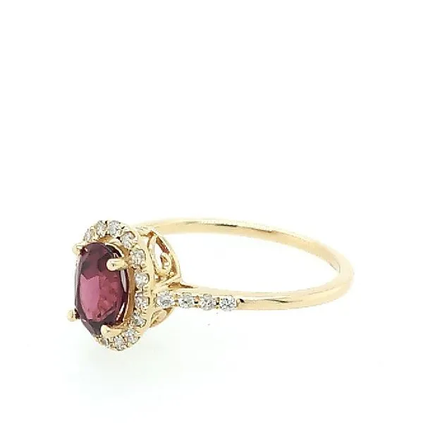 Yellow Gold Garnet and Diamond Ring Image 2 Saxons Fine Jewelers Bend, OR