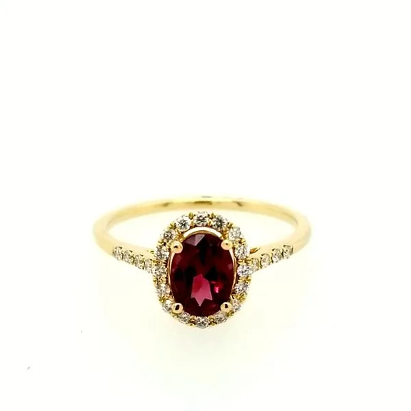 Yellow Gold Garnet and Diamond Ring Saxons Fine Jewelers Bend, OR