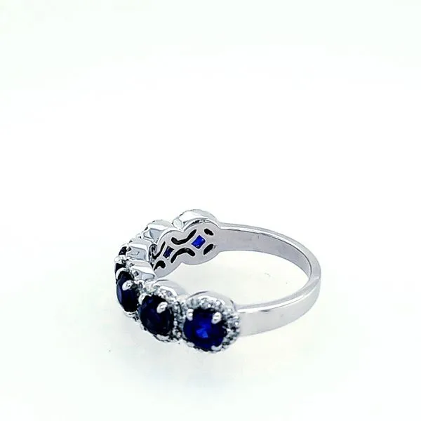 Sapphire and Diamond Halo Band Image 2 Saxons Fine Jewelers Bend, OR
