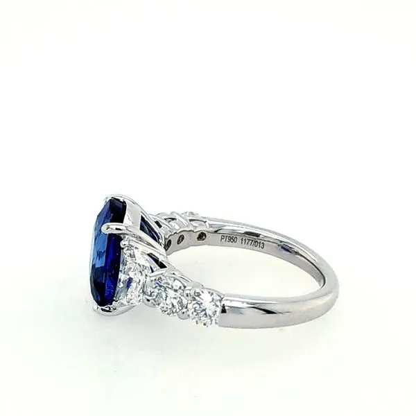 Platinum Ceylon Sapphire Cushion Cut Diamond Ring Image 2 Saxons Fine Jewelers Bend, OR