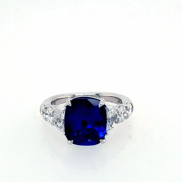 Platinum Ceylon Sapphire Cushion Cut Diamond Ring Saxons Fine Jewelers Bend, OR