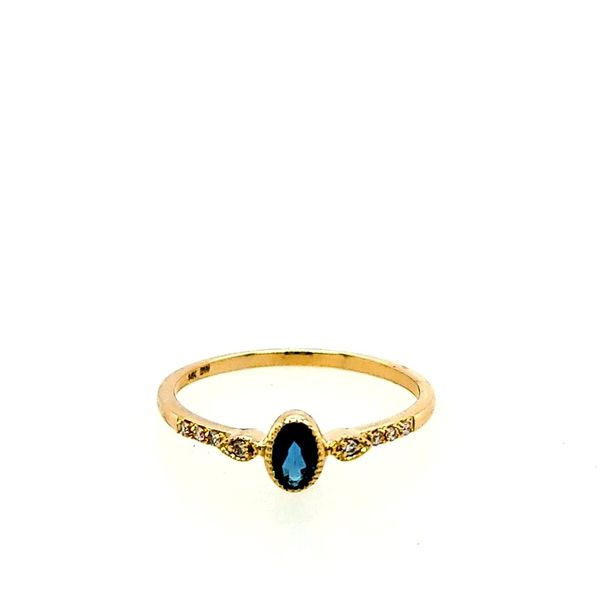 14K YG London Blue Topaz Diamond Milgrain Ring Saxons Fine Jewelers Bend, OR