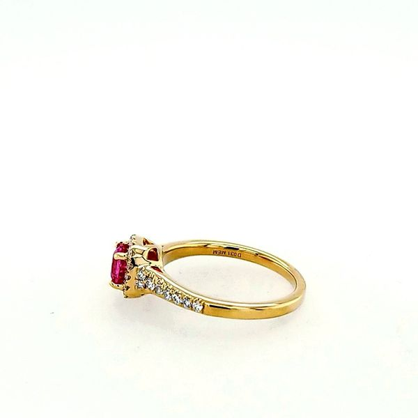 14 Karat Yellow Gold Pink Sapphire Diamond Square Halo Ring Image 2 Saxons Fine Jewelers Bend, OR