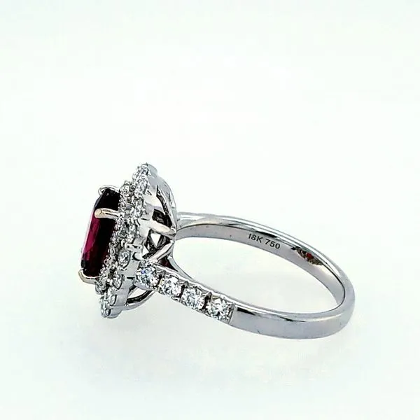 Oval Garnet Double Halo Ring Image 2 Saxons Fine Jewelers Bend, OR
