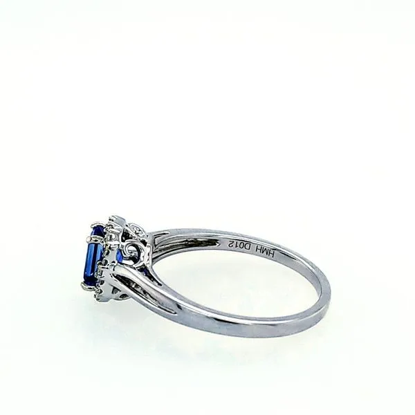Blue Sapphire Halo Ring Emerald Cut