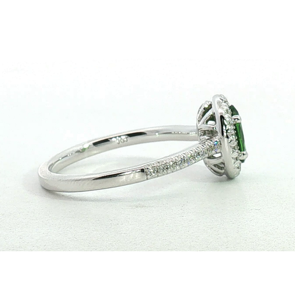 14 Karat White Gold Tsavorite Garnet Oval Diamond Ring Image 2 Saxons Fine Jewelers Bend, OR
