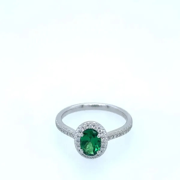 14 Karat White Gold Tsavorite Garnet Oval Diamond Ring Saxons Fine Jewelers Bend, OR