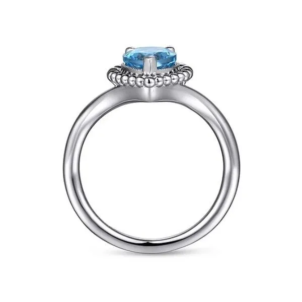 Gabriel & Co. Sterling Silver Blue Topaz Chevron Bujukan Ring Image 2 Saxons Fine Jewelers Bend, OR