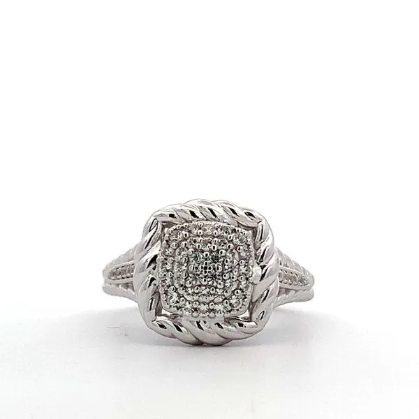 Gabriel & Co. Sterling Silver Square White Sapphire Ring