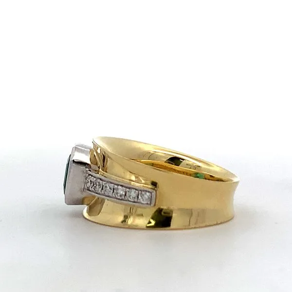 18 Karat Yellow Gold/White Gold Emerald Square Milgrain Bezel Diamond Ring Image 2 Saxons Fine Jewelers Bend, OR