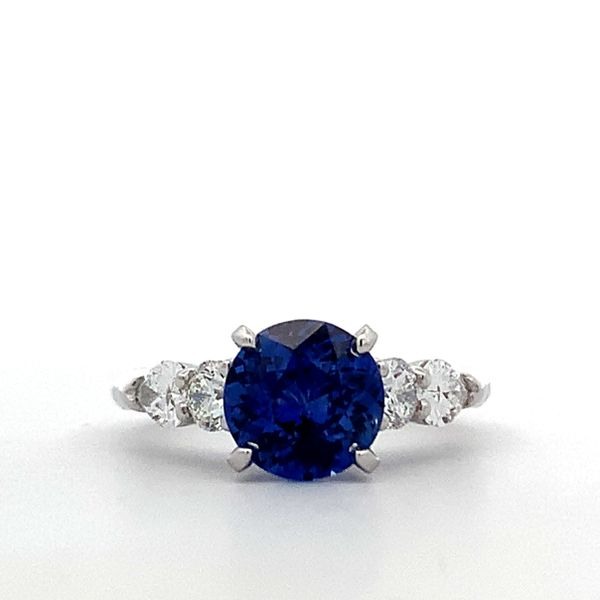 Plat Ceylon Blue Sapphire Diamond Pear Round Ring Saxons Fine Jewelers Bend, OR