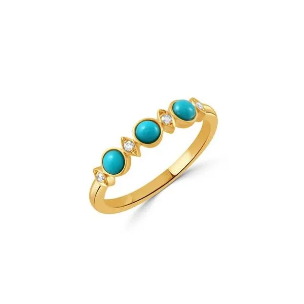 Doves. 18 Karat Yellow Gold Turquoise Diamond Band Saxons Fine Jewelers Bend, OR