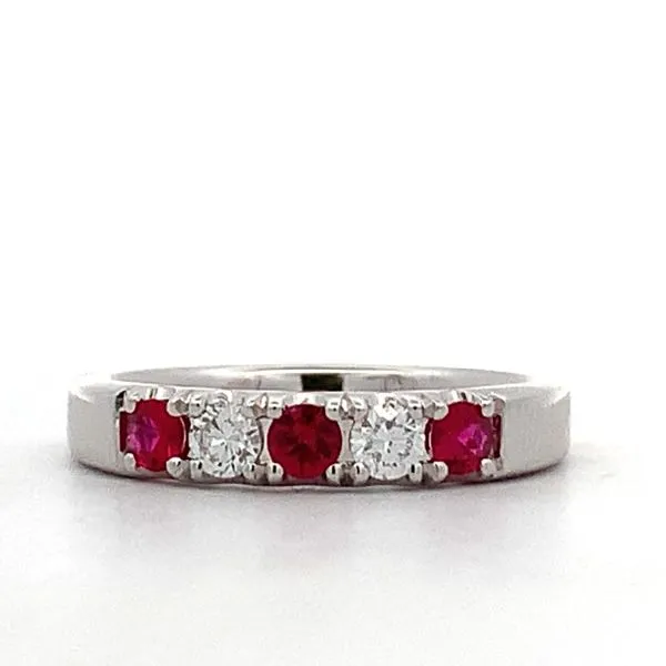 14 Karat White Gold Ruby Diamond Band Saxons Fine Jewelers Bend, OR