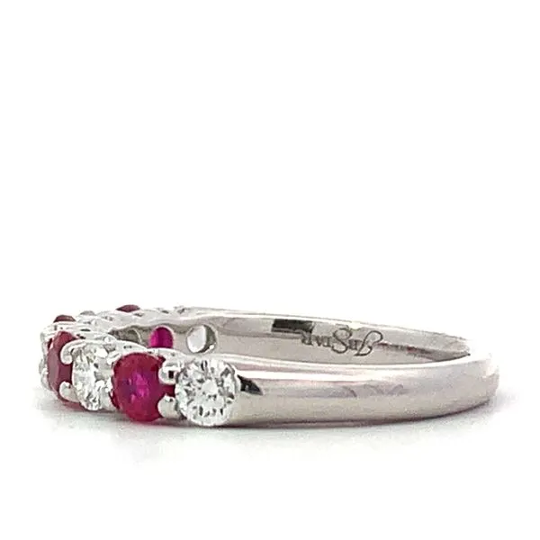 Platinum Ruby Diamond Band Image 2 Saxons Fine Jewelers Bend, OR