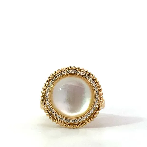 18K Yellow Gold Clear Quartz Diamond Halo Ring Saxons Fine Jewelers Bend, OR