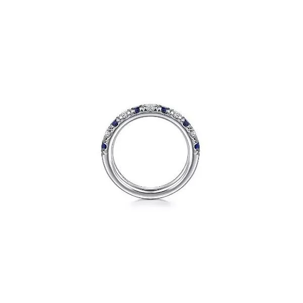 Gabriel & Co. 14 Karat White Gold Diamond Blue Sapphire Band Image 2 Saxons Fine Jewelers Bend, OR