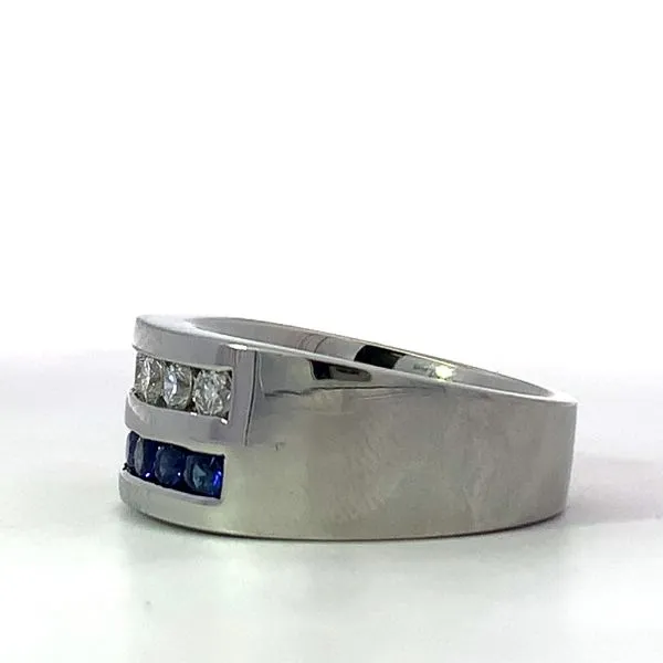 18 Karat White Gold Diamond Sapphire Double Row Band Image 2 Saxons Fine Jewelers Bend, OR