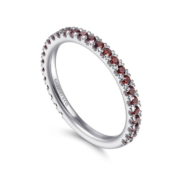 Gabriel & Co. 14K White Gold Garnet Stackable Band Image 3 Saxons Fine Jewelers Bend, OR