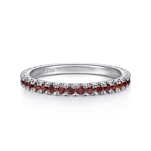 Gabriel & Co. 14K White Gold Garnet Stackable Band Saxons Fine Jewelers Bend, OR