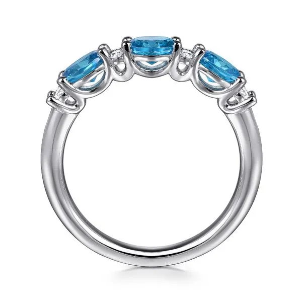 14K White Gold Oval Blue Topaz Band Image 2 Saxons Fine Jewelers Bend, OR