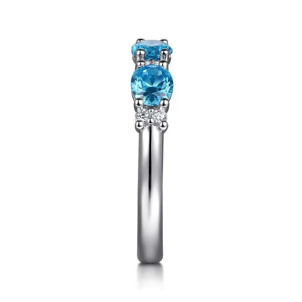 14K White Gold Oval Blue Topaz Band Image 4 Saxons Fine Jewelers Bend, OR