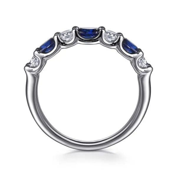 Gabriel & Co.14K WG Diamond Oval Blue Sapphire Band Image 2 Saxons Fine Jewelers Bend, OR