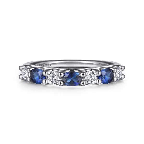 Gabriel & Co.14K WG Diamond Oval Blue Sapphire Band Saxons Fine Jewelers Bend, OR