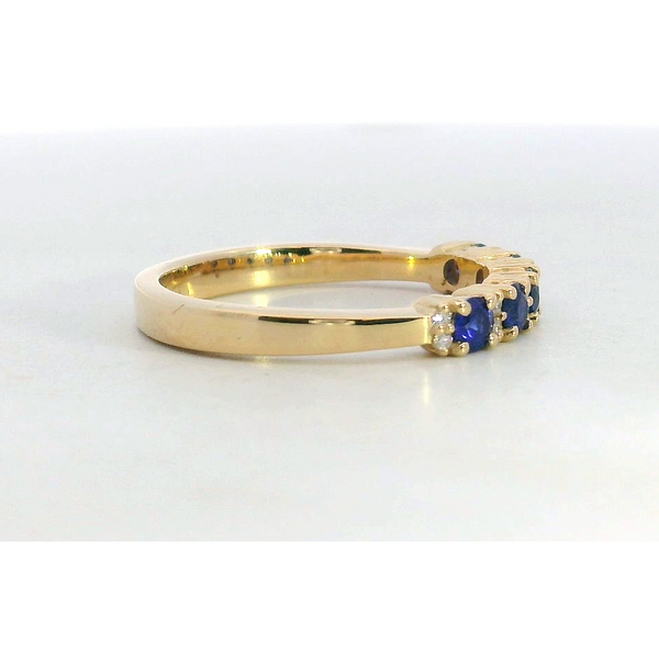 14K Yellow Gold Blue Sapphire Diamond Band Image 2 Saxons Fine Jewelers Bend, OR