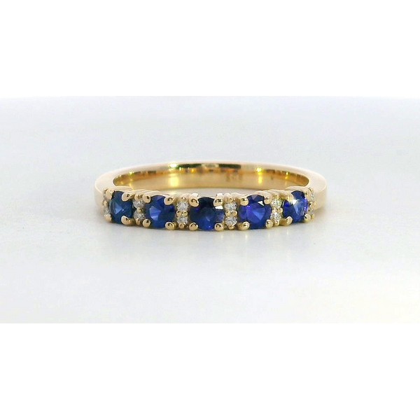 14K Yellow Gold Blue Sapphire Diamond Band Saxons Fine Jewelers Bend, OR