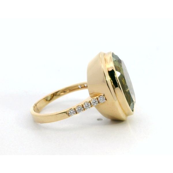 18K Yellow Gold Oval Green Amethyst Diamond Ring Image 2 Saxons Fine Jewelers Bend, OR