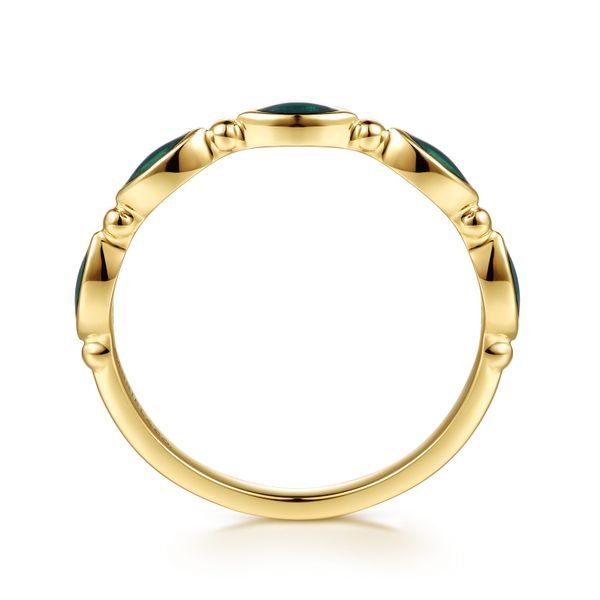 14K Yellow Gold Marquise Green Enamel Bujukan Stacking Band Image 2 Saxons Fine Jewelers Bend, OR