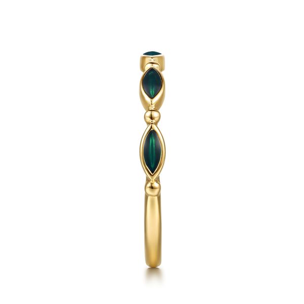 14K Yellow Gold Marquise Green Enamel Bujukan Stacking Band Image 4 Saxons Fine Jewelers Bend, OR