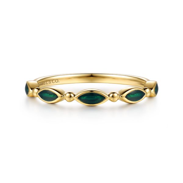 14K Yellow Gold Marquise Green Enamel Bujukan Stacking Band Saxons Fine Jewelers Bend, OR
