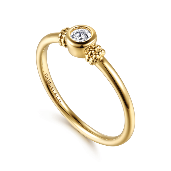 14K Yellow Gold White Sapphire Bujukan Bezel Ring, .13ct Image 3 Saxons Fine Jewelers Bend, OR