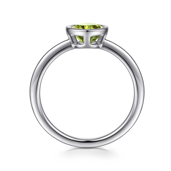 Sterling Silver Peridot Bezel Solitaire Ring, .85ct Image 2 Saxons Fine Jewelers Bend, OR
