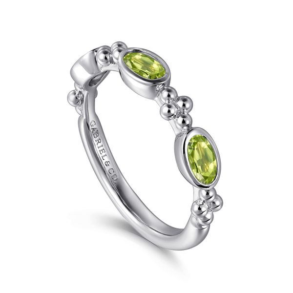Sterling Silver Peridot Bujukan Three Stone Band, .85ct Image 3 Saxons Fine Jewelers Bend, OR