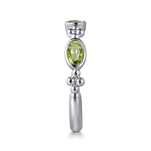 Sterling Silver Peridot Bujukan Three Stone Band, .85ct Image 4 Saxons Fine Jewelers Bend, OR