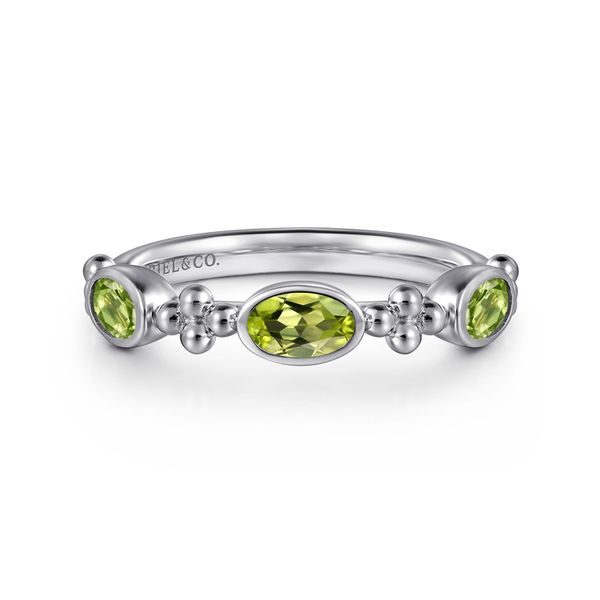 Sterling Silver Peridot Bujukan Three Stone Band, .85ct Saxons Fine Jewelers Bend, OR