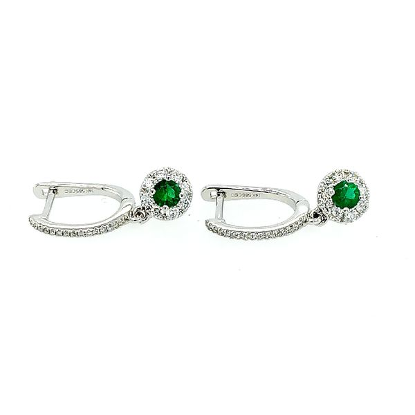 Saxons Emerald Diamond Halo Drop Earrings Saxons Fine Jewelers Bend, OR