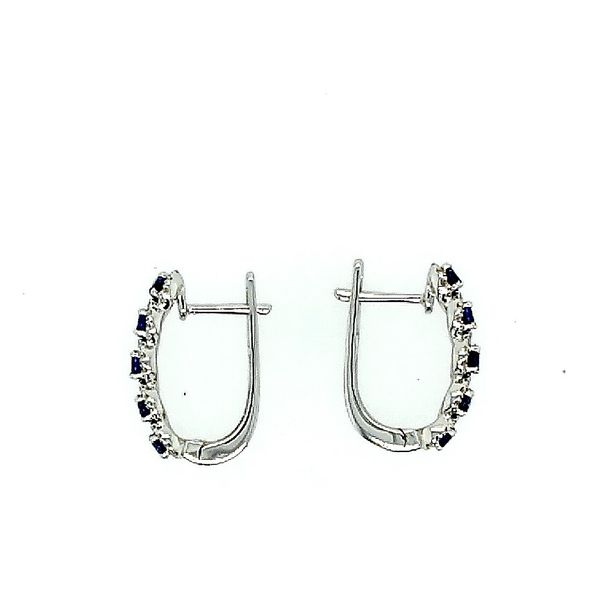 Saxons 14 Karat White Gold Diamond Sapphire Earrings Image 2 Saxons Fine Jewelers Bend, OR